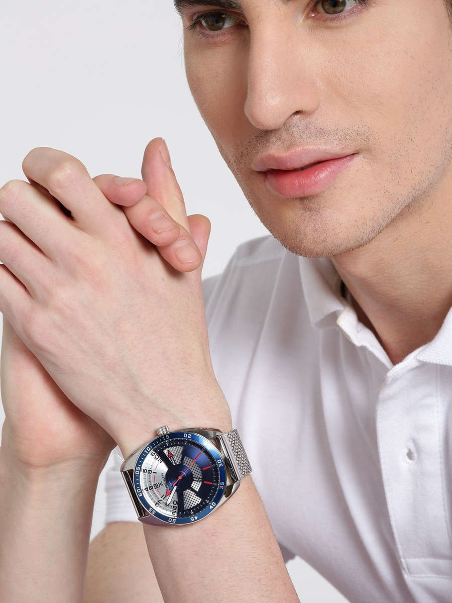 Daniel Klein Watch DK12221-2 Blue & Silver Bezel & Dial On Stainless Steel Mesh