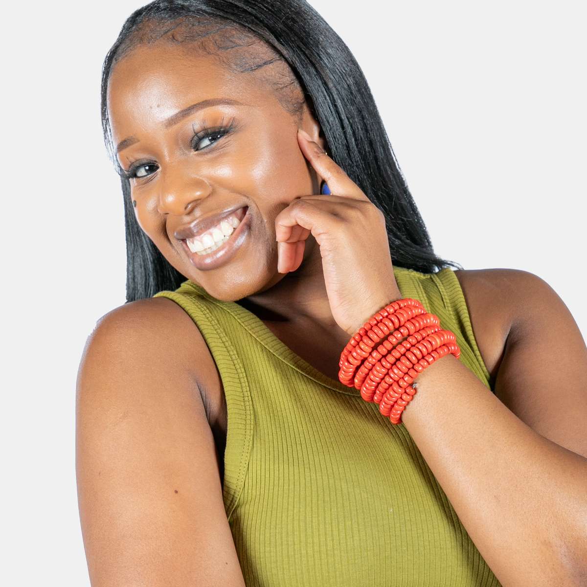 Ladies' Coil Bangle - Coral