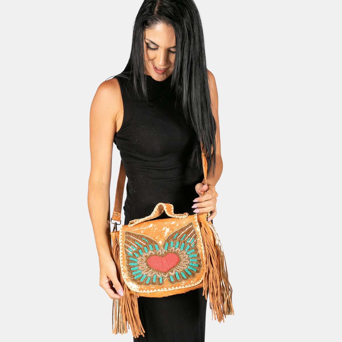 Ladies' Winged Heart Bag - Brown