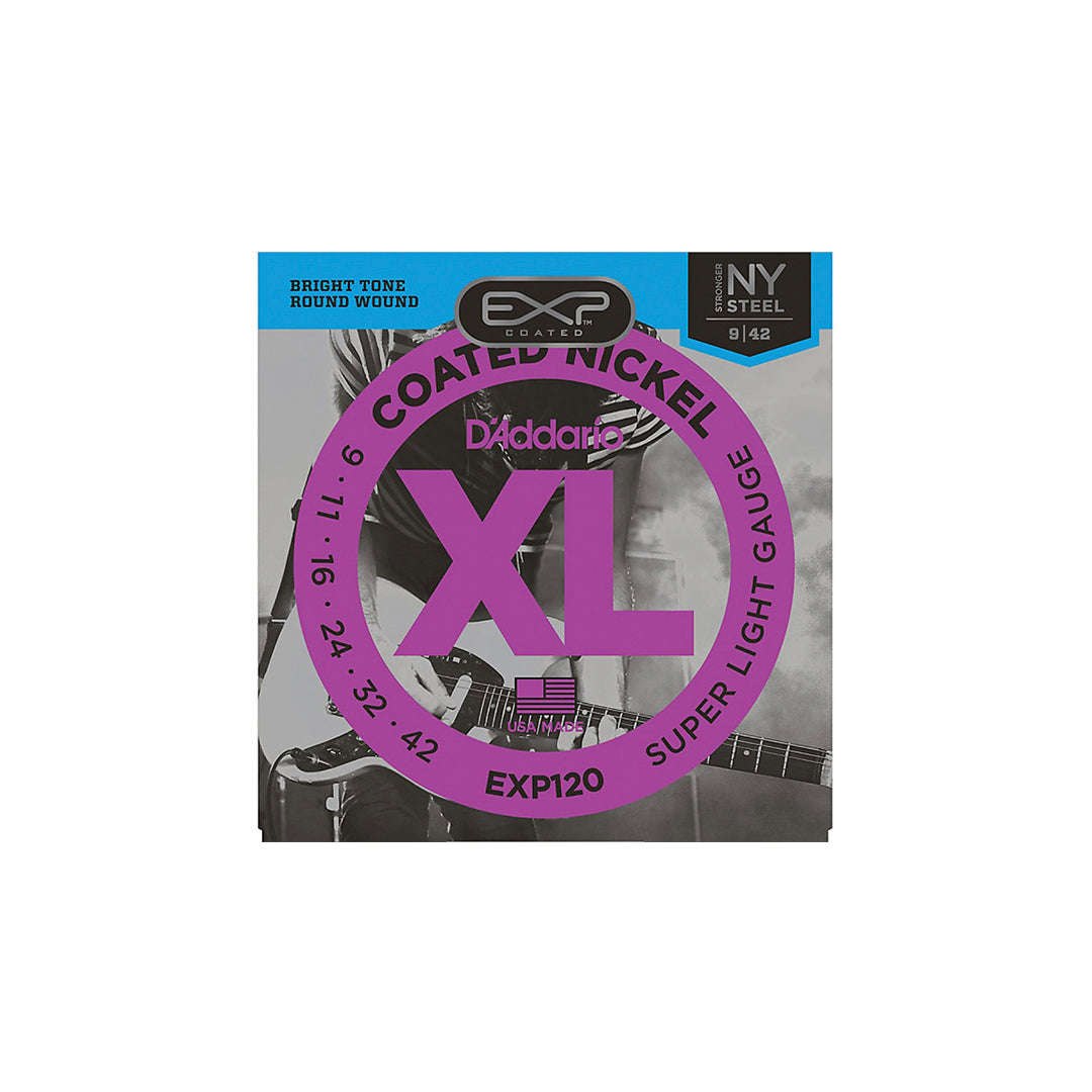 D'Addario EXP120 9-42 Coated Nickel Wound Super Light Electric Guitar Strings