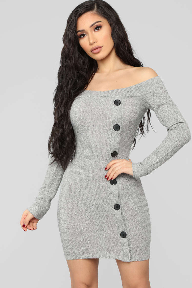 FASHIONNOVA - Making An Appearance Mini Dress - Heather Grey (M and L Available)