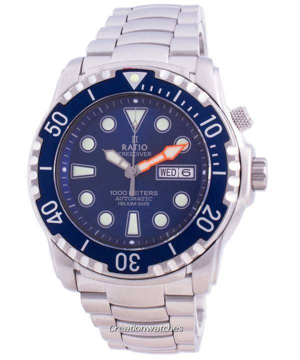 Ratio FreeDiver Helium-Safe 1000M Sapphire Automatic 1068HA96-34VA-BLU Men's Watch