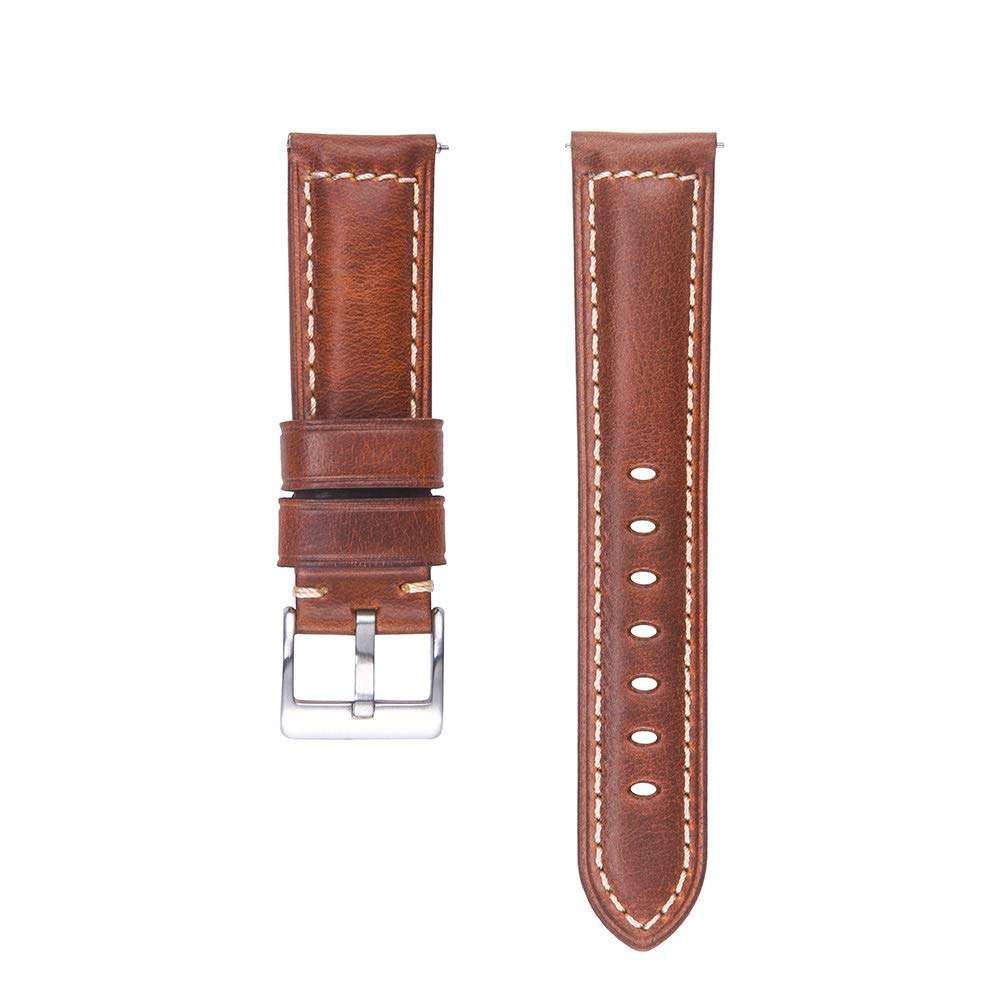 Berfine Quick Release Retro Leather Watch Band,Vintage Oil-Tanned Pull-up Leather Strap Replaceme...