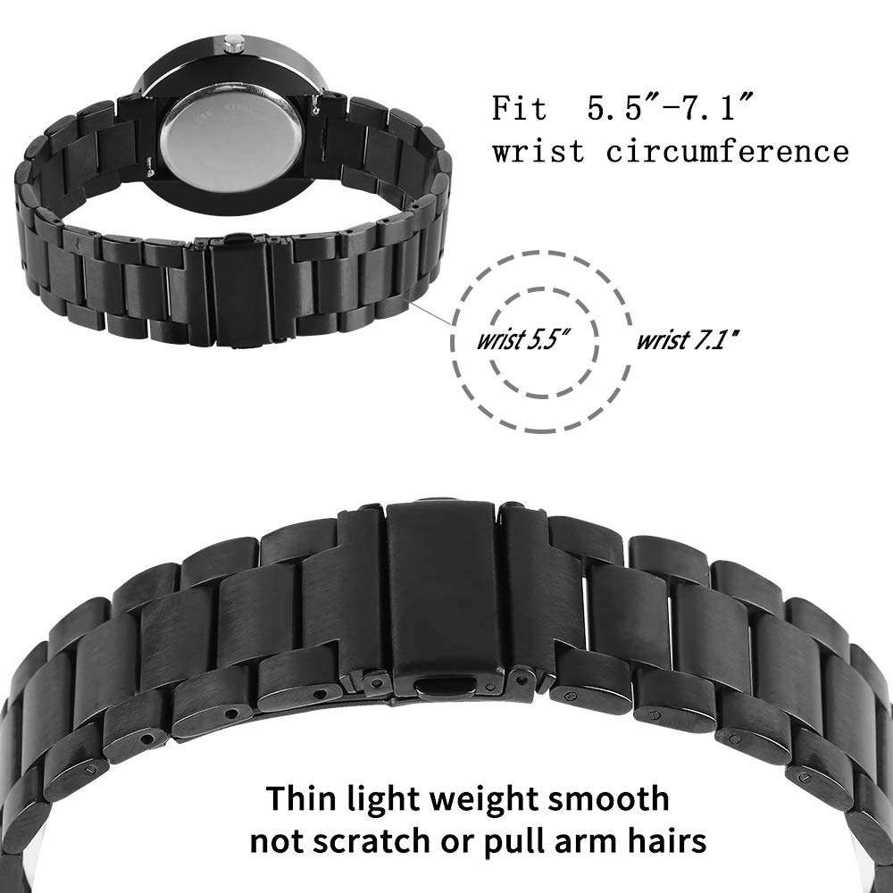 20mm 22mm 24mm Solid Stainless Steel Watch Band Silver 316L Push Button Hidden Bracelet Watch Str...