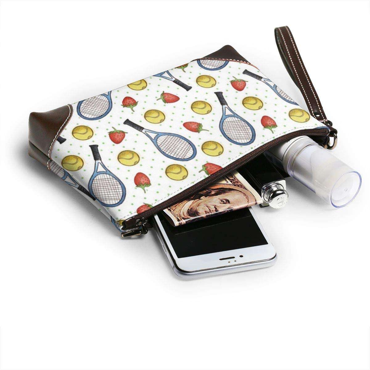Tennis And Strawberries Soft Leather Clutch Crossbody Purses Clutch Phone Wallets With Card Slots...