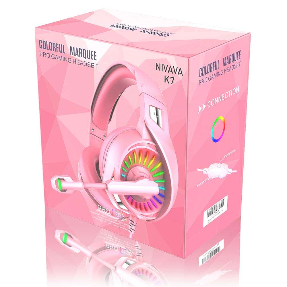 Nivava Gaming Headset for PS4, Xbox One, PC Headphones with Microphone LED Light Mic for Nintendo...
