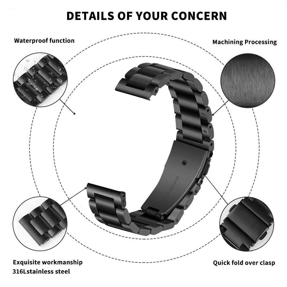 20mm 22mm 24mm Solid Stainless Steel Watch Band Silver 316L Push Button Hidden Bracelet Watch Str...