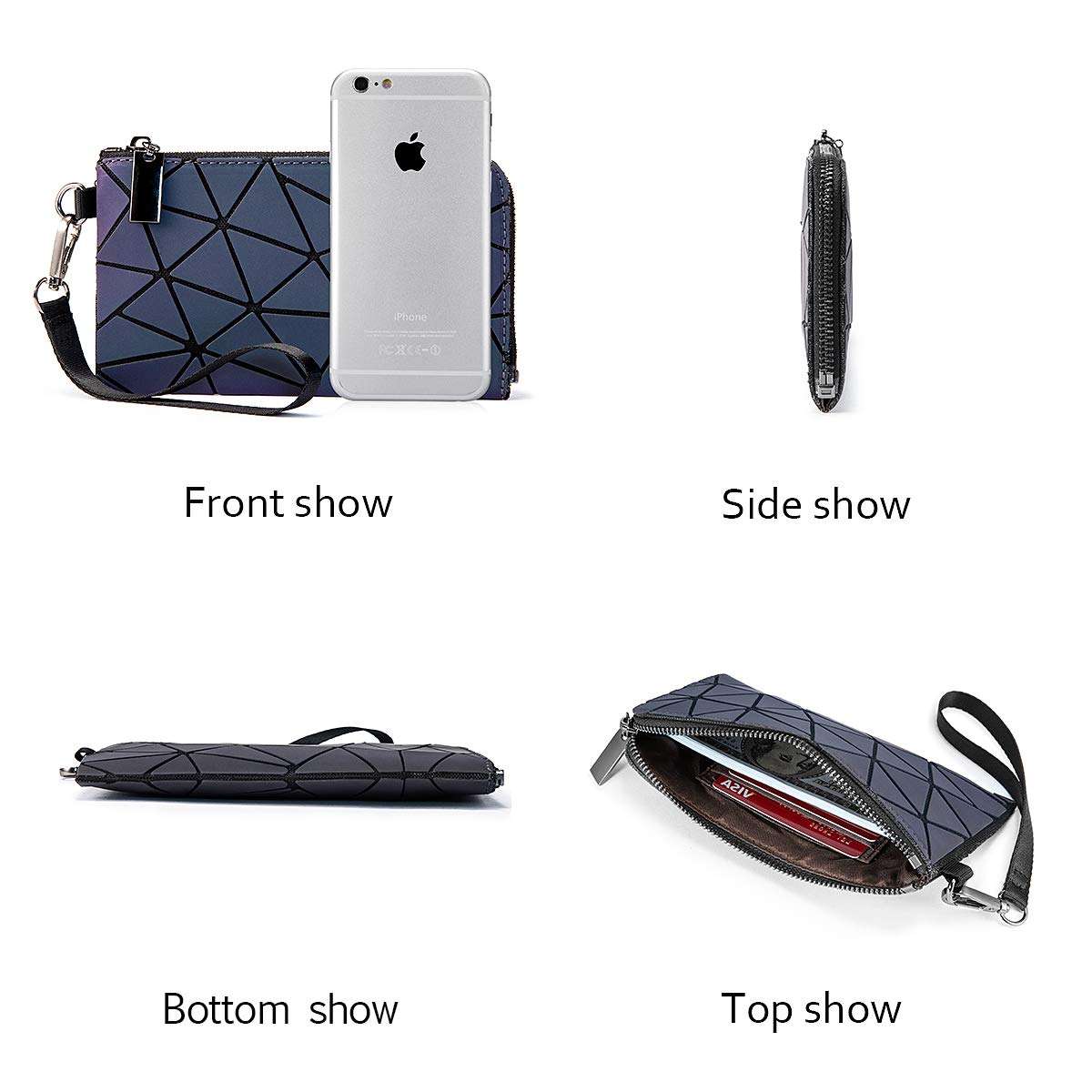 Geometric Luminous Purses and Handbags for Women Holographic Reflective Crossbody Bag Wallet