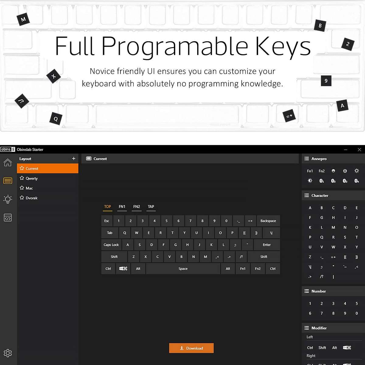 Anne Pro 2 Mechanical Gaming Keyboard 60% True RGB Backlit - Wired/Wireless Bluetooth 4.0 PBT Typ...