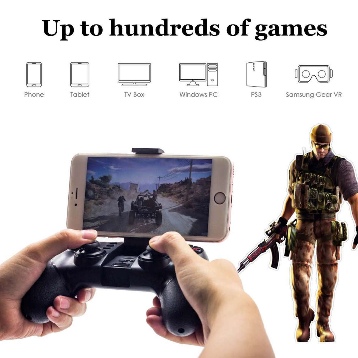 2.4G Wireless Bluetooth Android Game Controller?BRHE Mobile Gaming Controller Wired Gamepad for A...