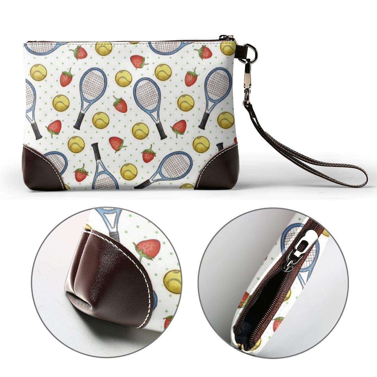 Tennis And Strawberries Soft Leather Clutch Crossbody Purses Clutch Phone Wallets With Card Slots...