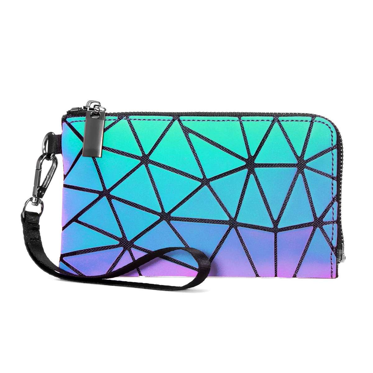 Geometric Luminous Purses and Handbags for Women Holographic Reflective Crossbody Bag Wallet