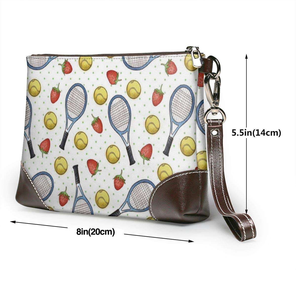 Tennis And Strawberries Soft Leather Clutch Crossbody Purses Clutch Phone Wallets With Card Slots...