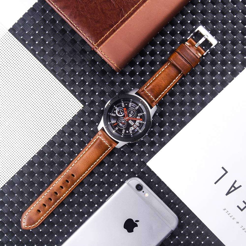 Berfine Quick Release Retro Leather Watch Band,Vintage Oil-Tanned Pull-up Leather Strap Replaceme...