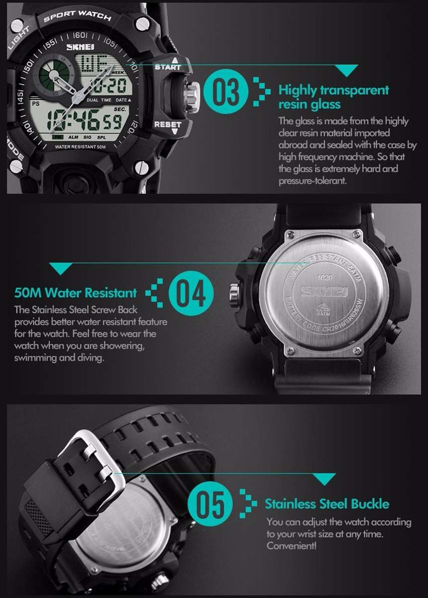 Men's Watches Multi Function Military S-Shock Sports Watch LED Digital Waterproof Alarm Watches (...