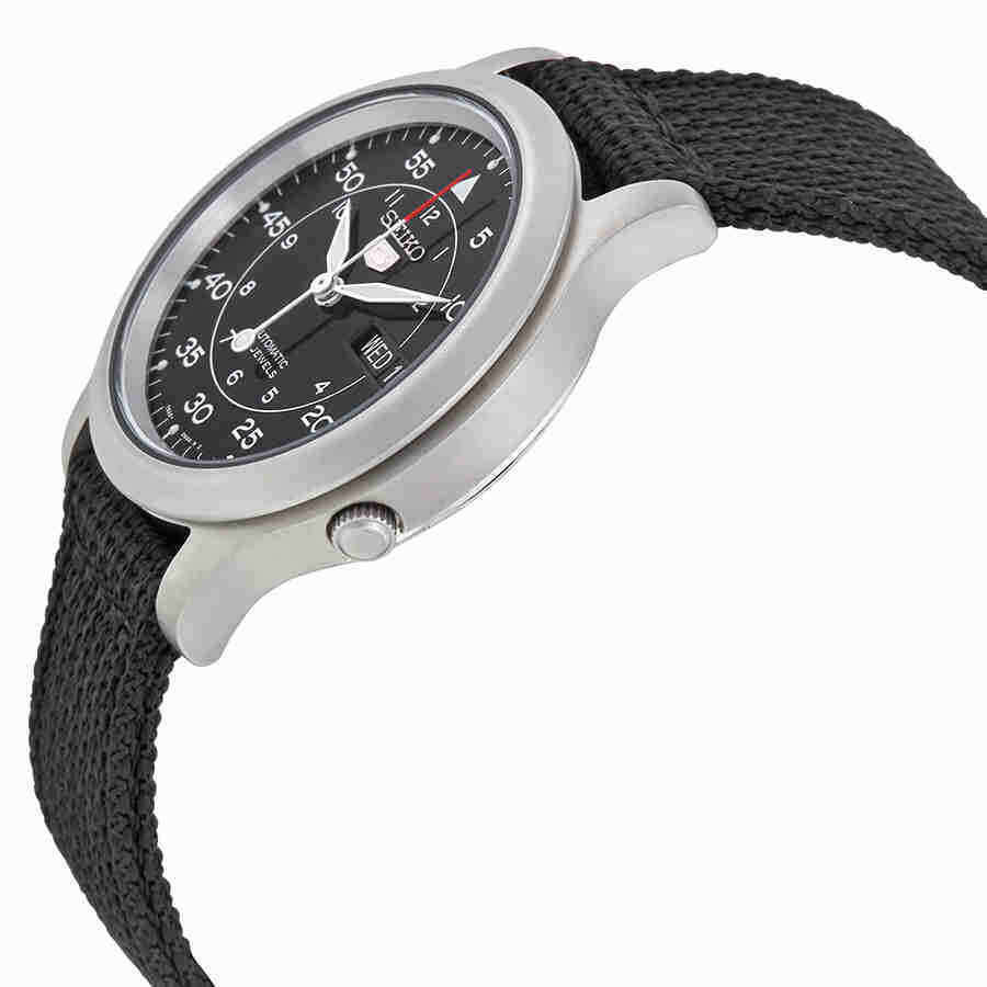 Seiko 5 Black Dial Black Canvas Automatic Men's Watch SNK809