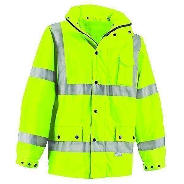 Lime parka jacket with reflective tape - L