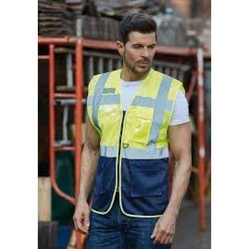 Reflective Vest Lime/Navy with PVC Tape - L