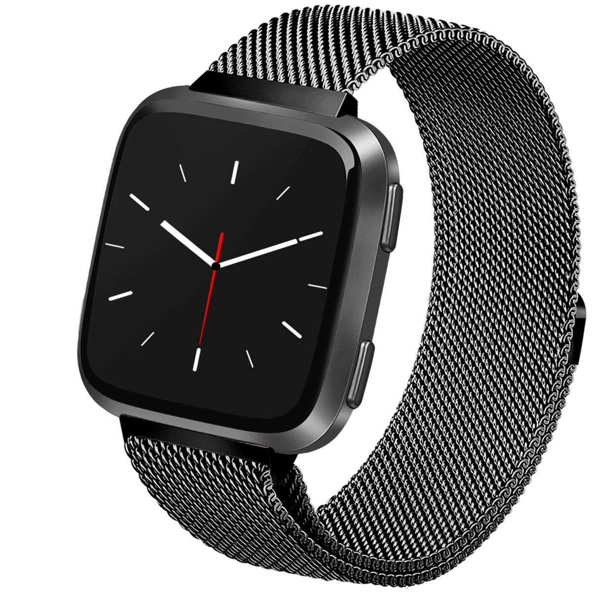 Linxure  Replacement Milanese Fitbit Versa Strap - Small - Black