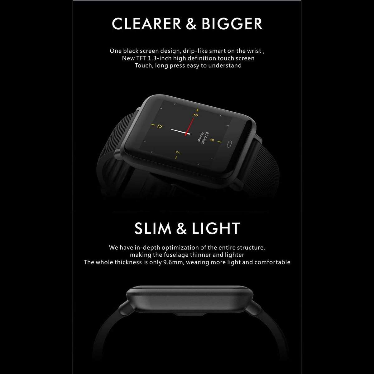 Q9 Bluetooth Smart Watch with Heartrate Monitor - Black