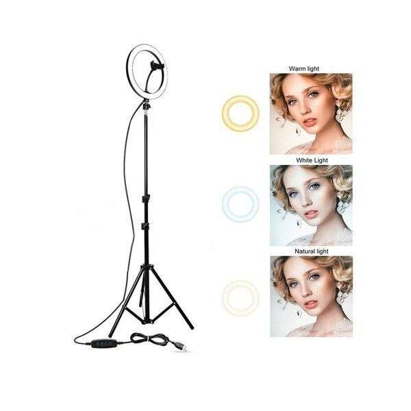 CW-10 Inch LED Ring Light With 2M Stand+Phone Holder