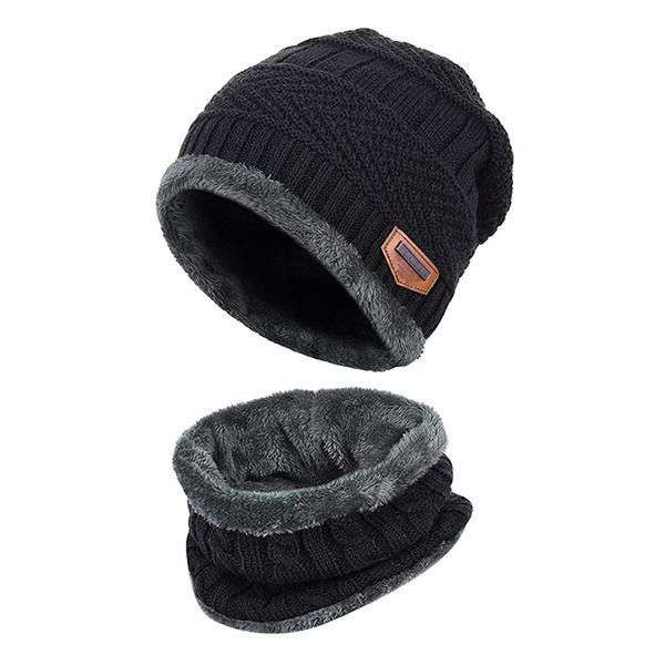 Beanie Winter Ski Neck Warmer- Unisex - Black