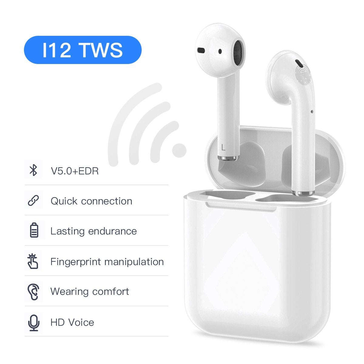i12 TWS wireless earphones With Charging Case