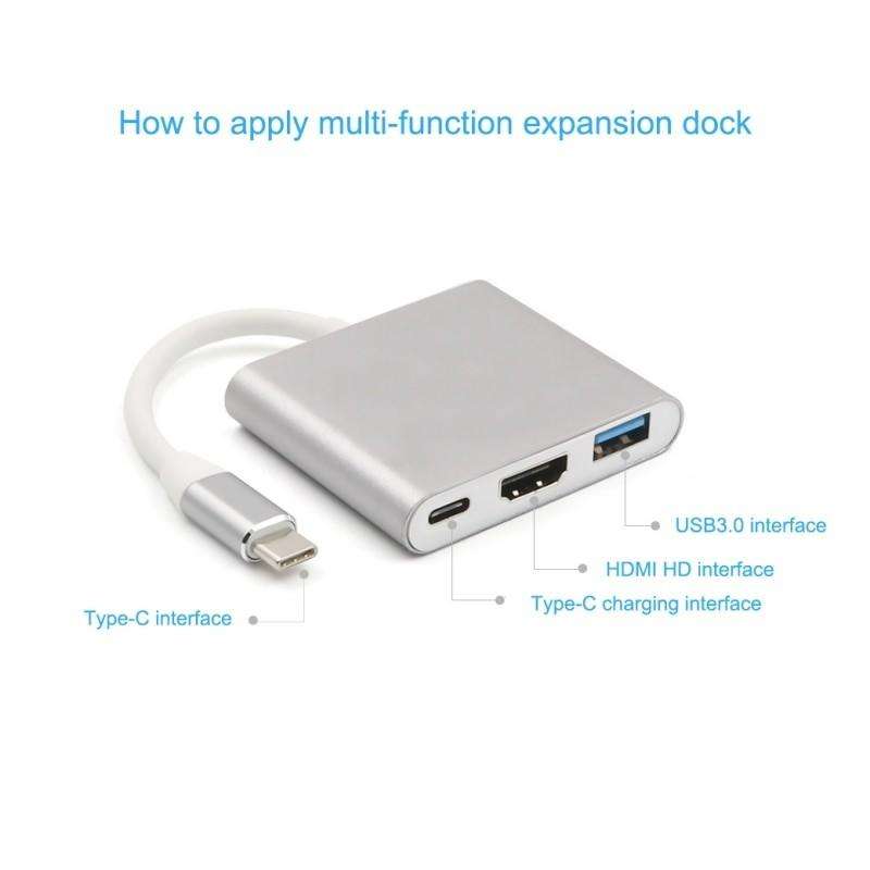 Usb-c to Hdmi 3.1 Converter HDMI/USB 3.0/TypeC For Macbook- SIlver