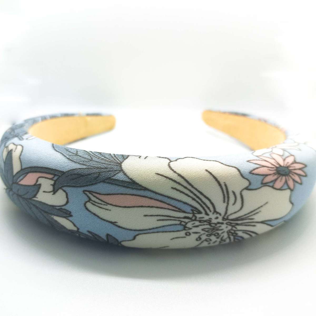 Sky Blue & White Floral Alice Band