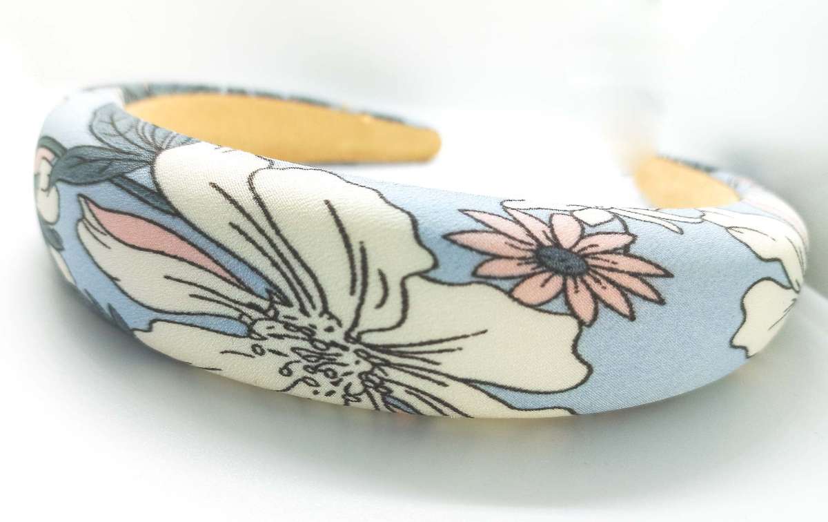 Sky Blue & White Floral Alice Band