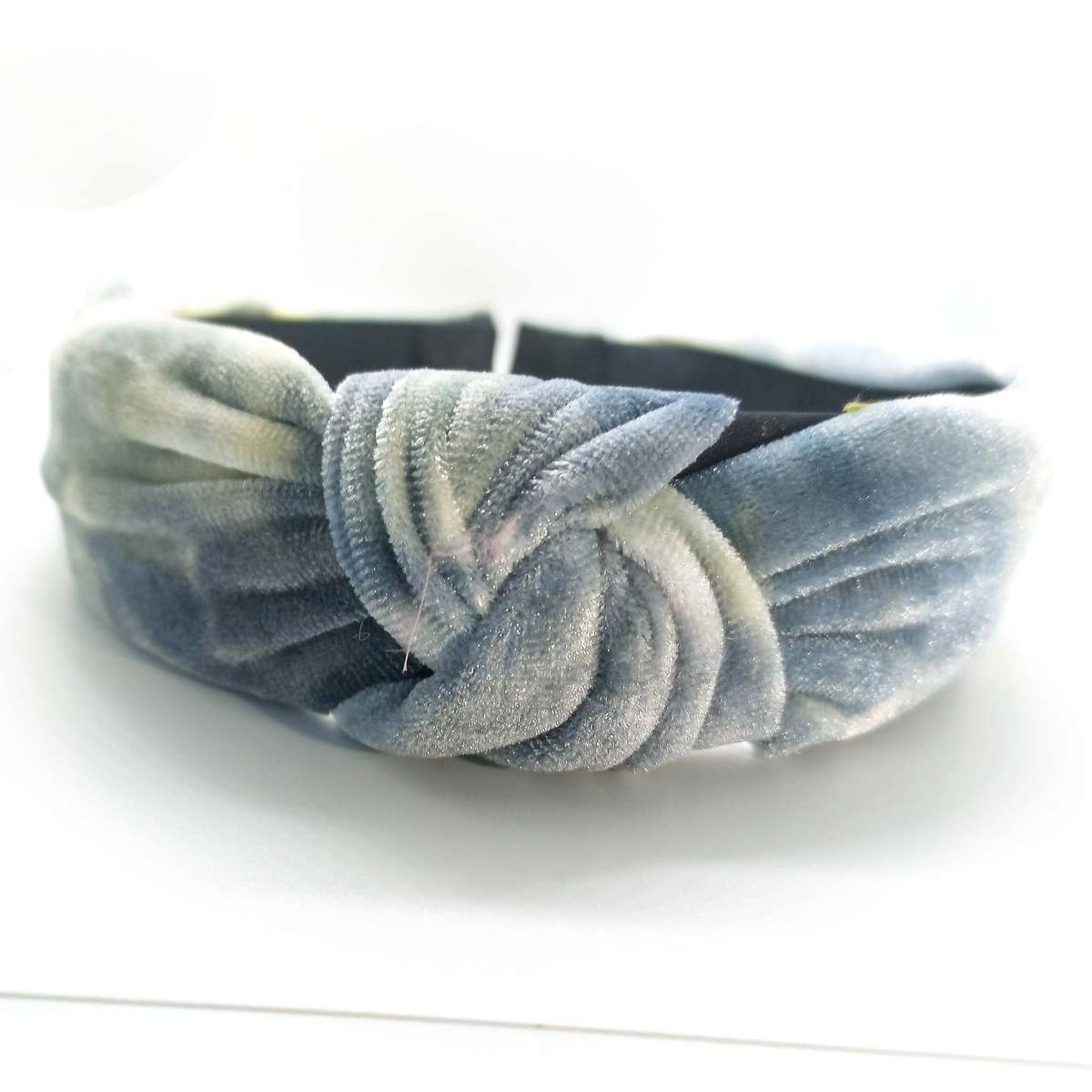 Velvet Turban Inspired Alice Band-Blue Grey
