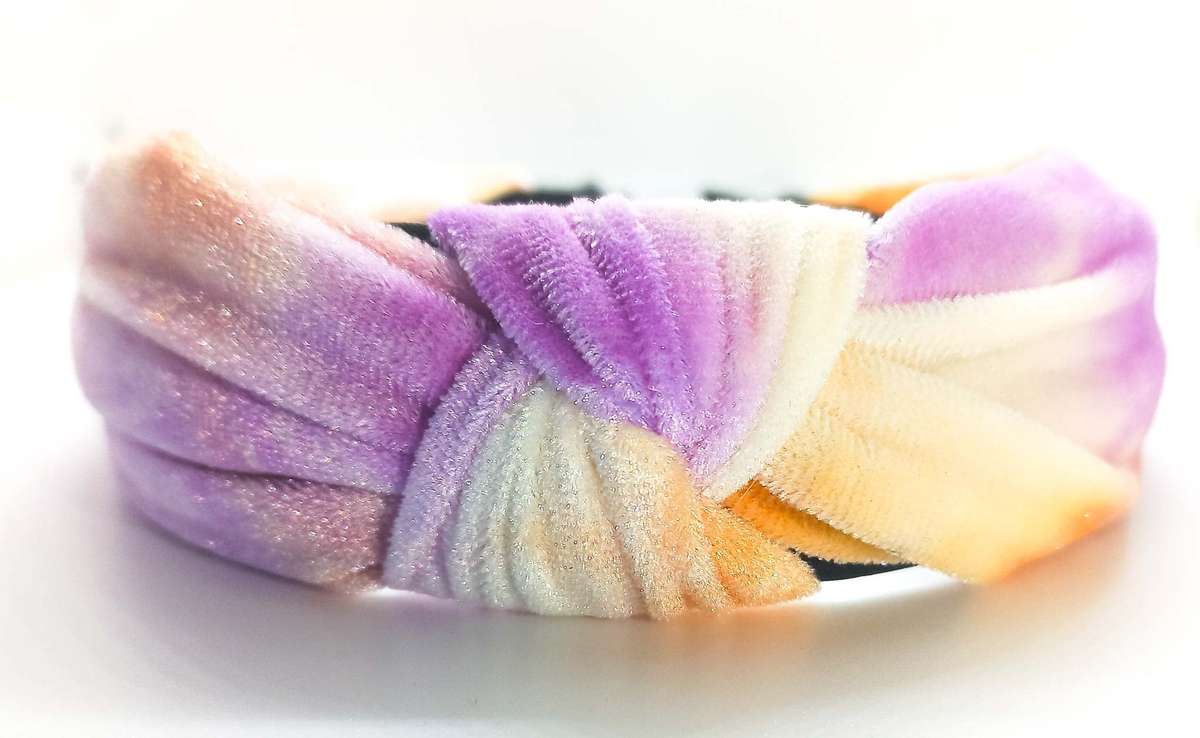 Velvet Turban Inspired Alice Band-Lilac Orange