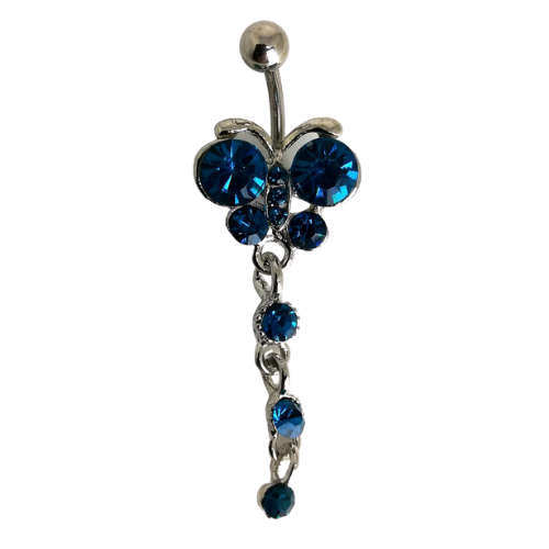 Turquoise Butterfly Diamante Belly Ring