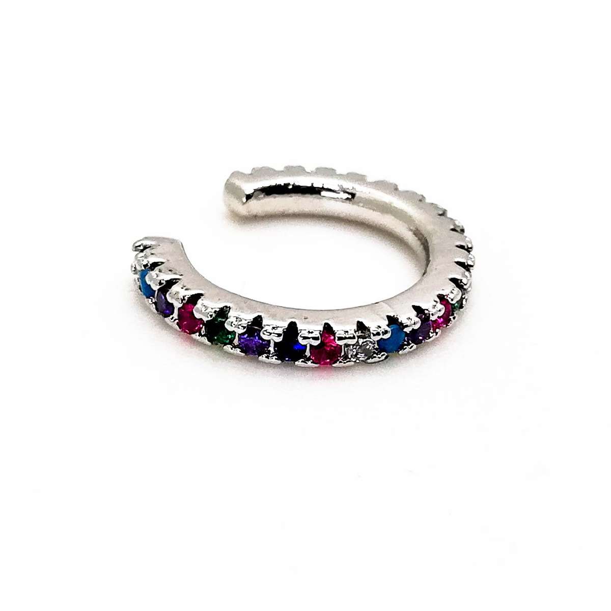 Ear Cuff Silver Plated with Multi Color Diamante Detail