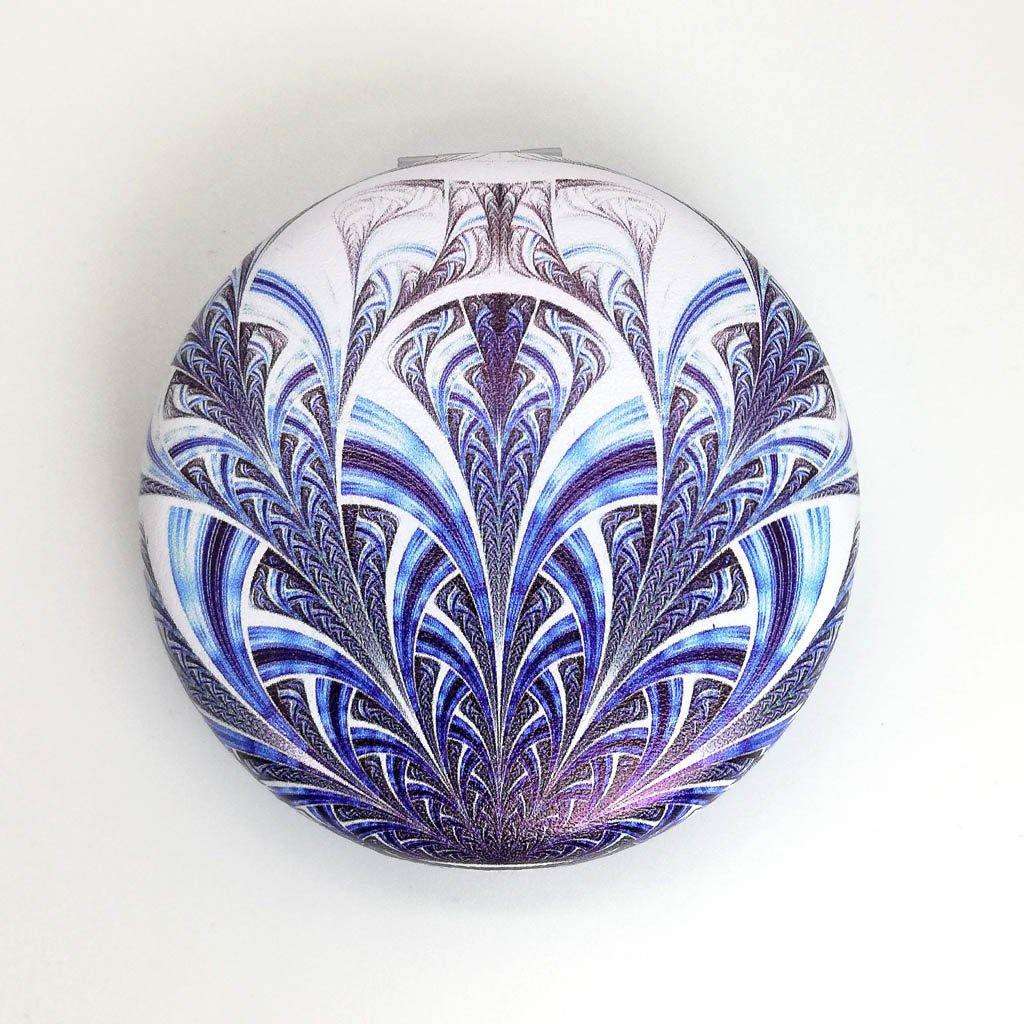 Round Designer Compact Mirror- Blue