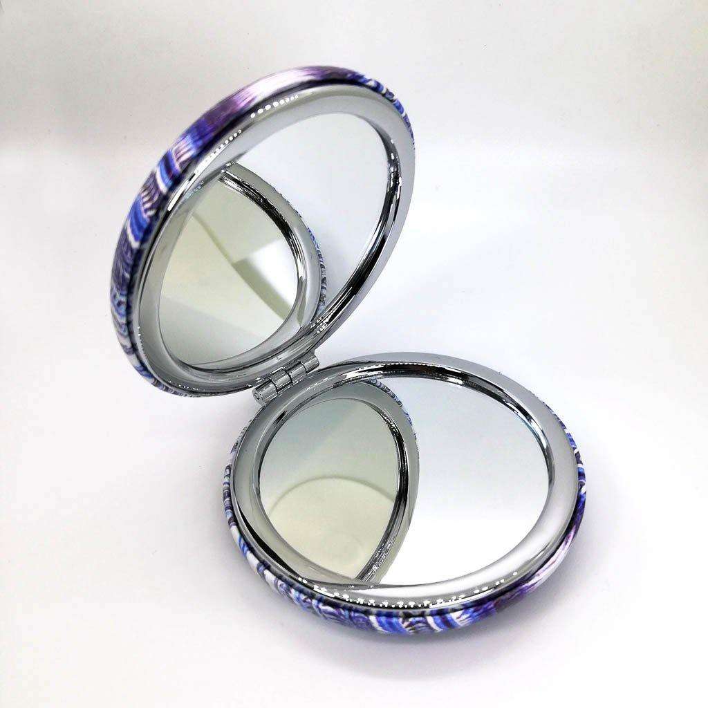 Round Designer Compact Mirror- Blue