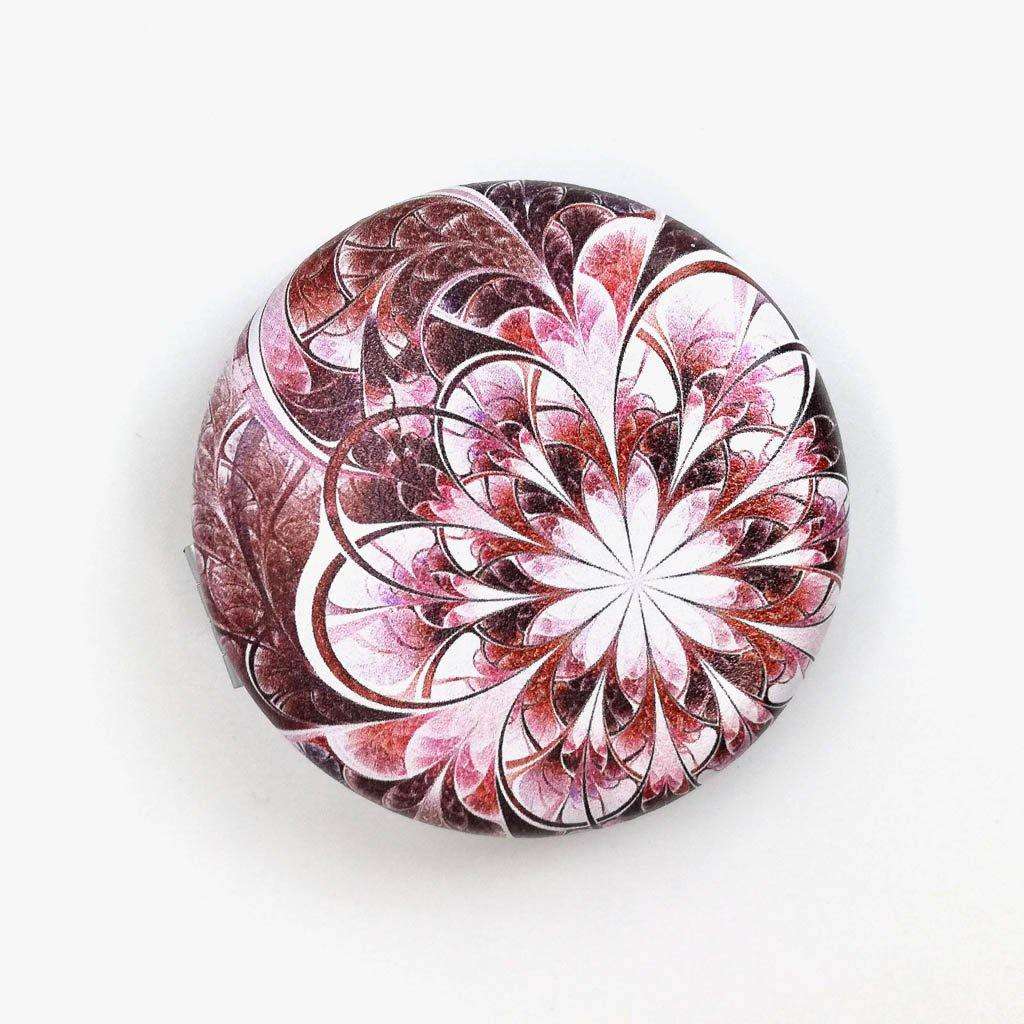 Round Designer Compact Mirror- Rust Pink