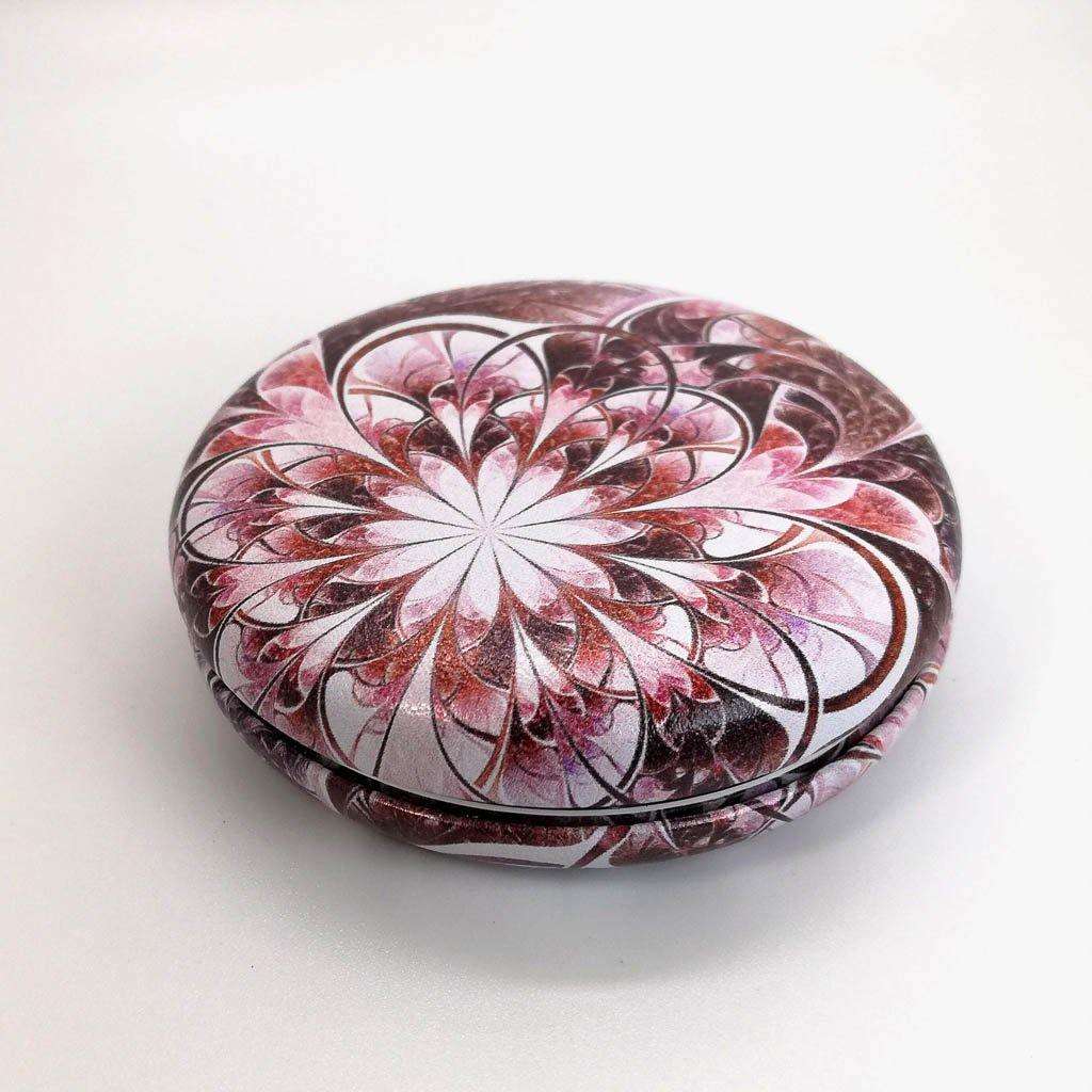 Round Designer Compact Mirror- Rust Pink