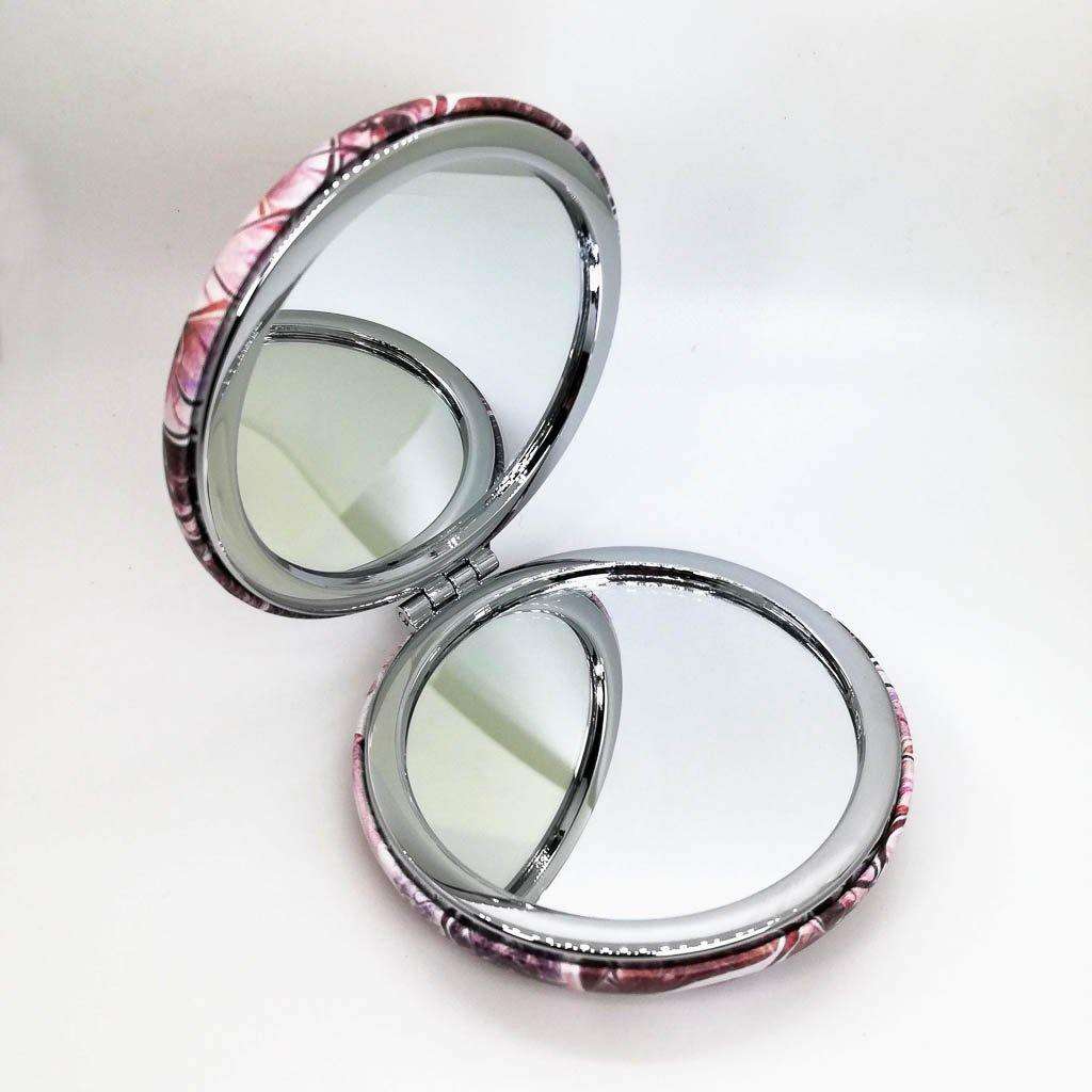 Round Designer Compact Mirror- Rust Pink