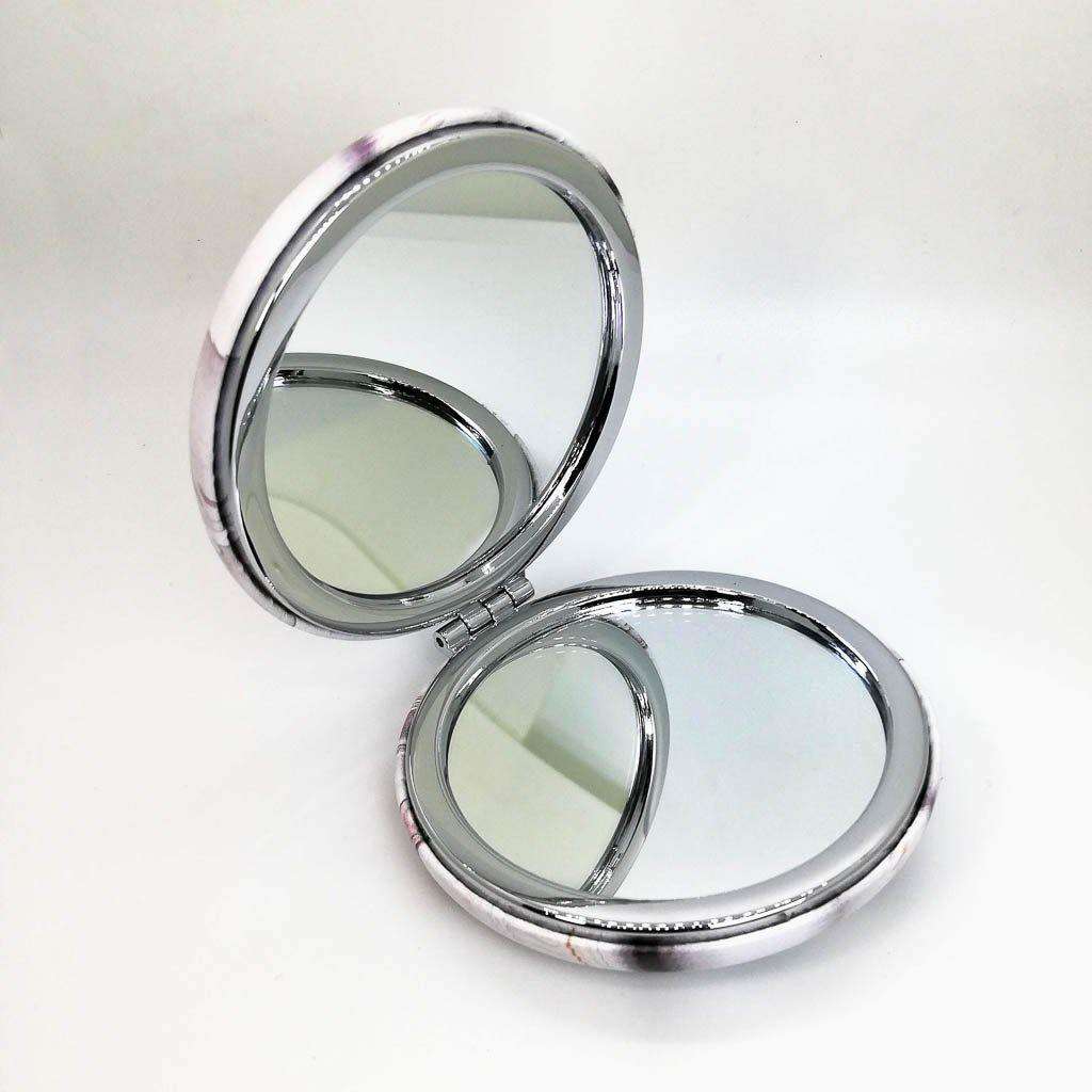Round Designer Compact Mirror- White
