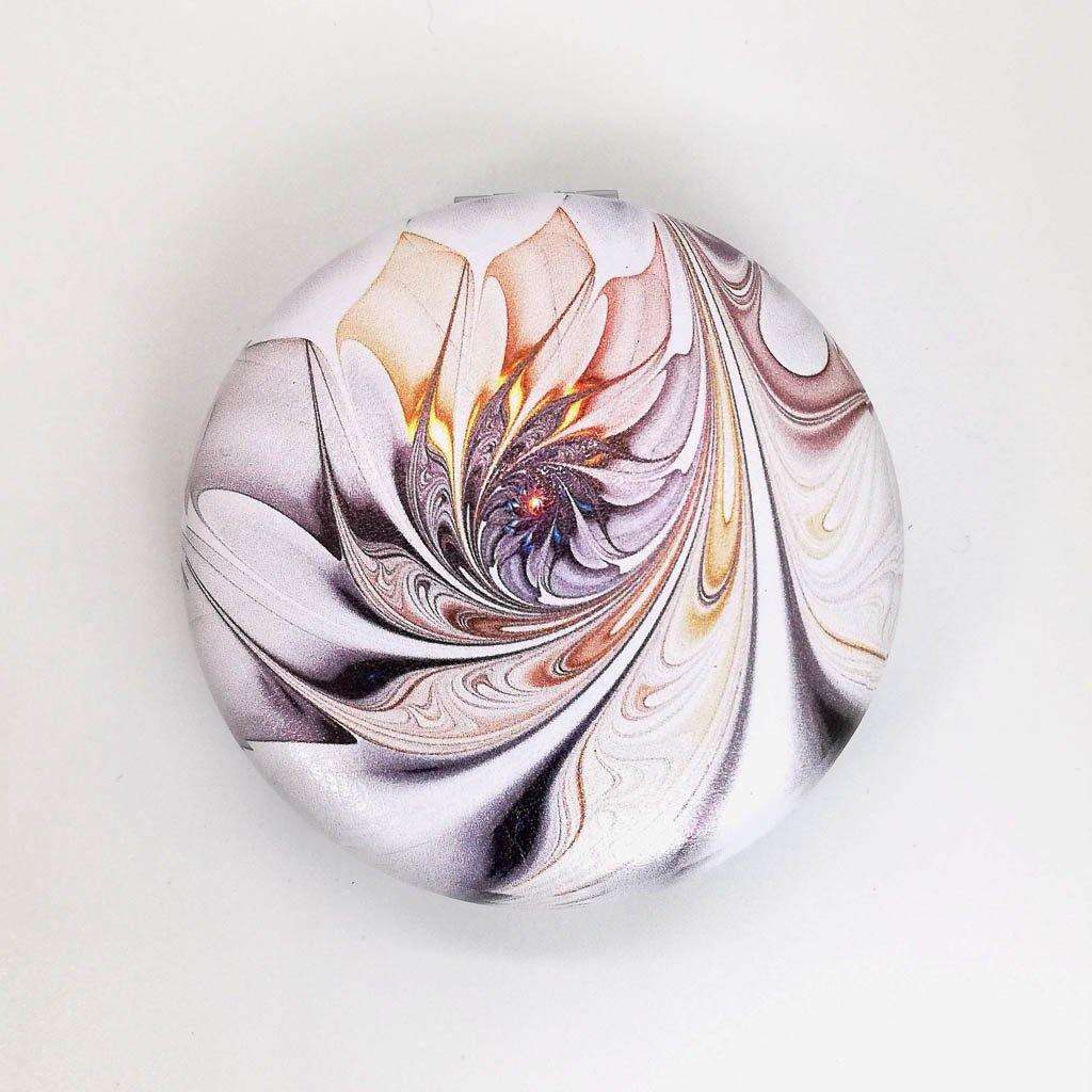 Round Designer Compact Mirror- White