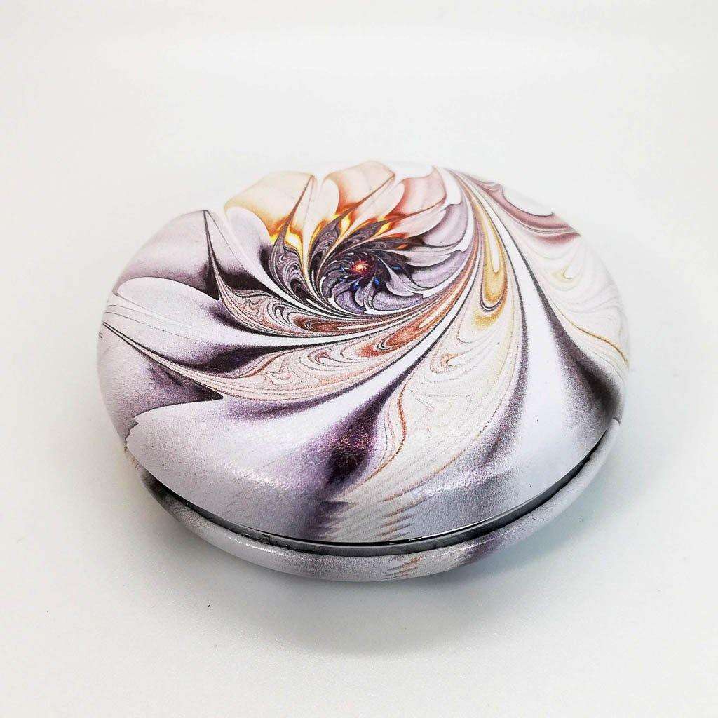 Round Designer Compact Mirror- White