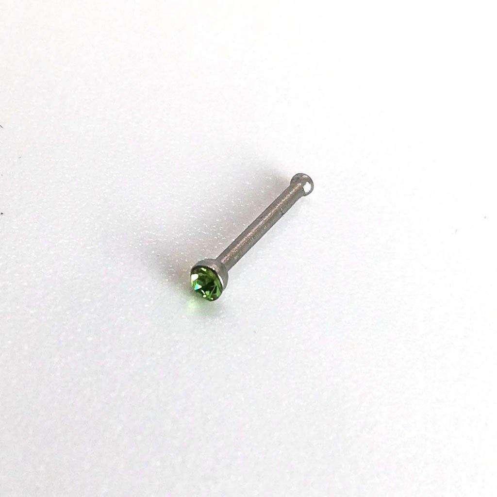 Surgical Steel Nose Stud with Jewel Embellishment (Lime Green)
