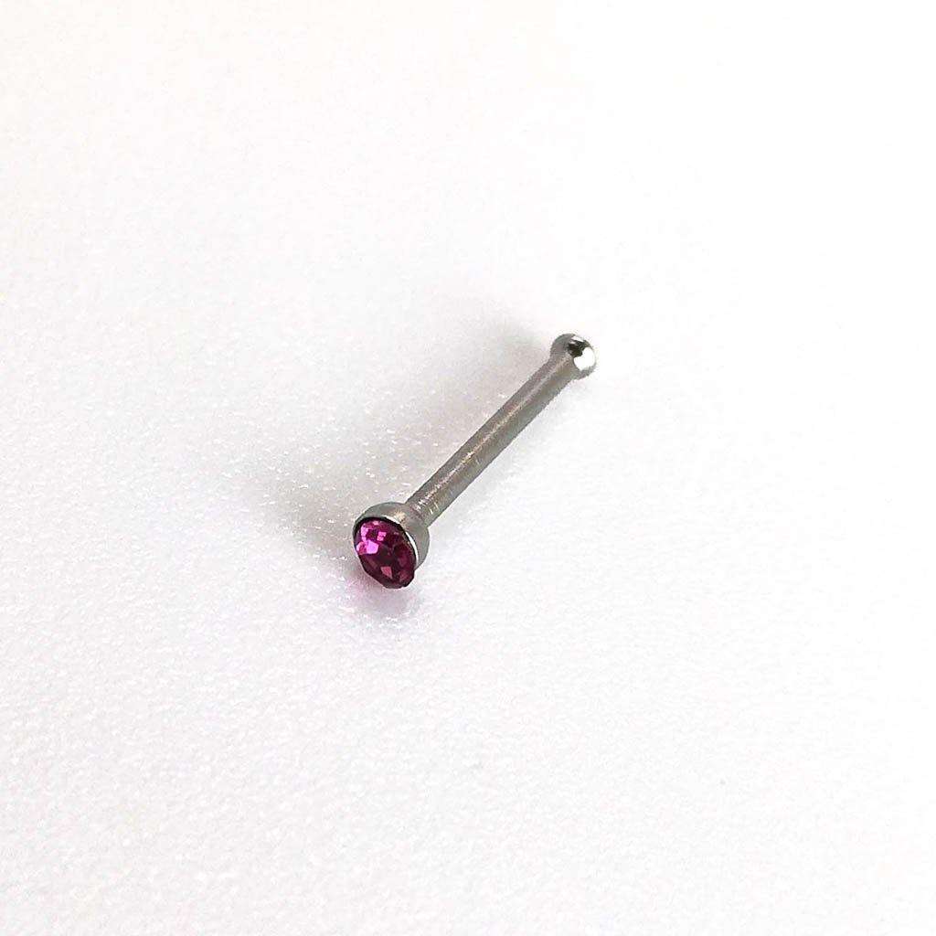 Surgical Steel Nose Stud with Jewel Embellishment (Cerise Pink)