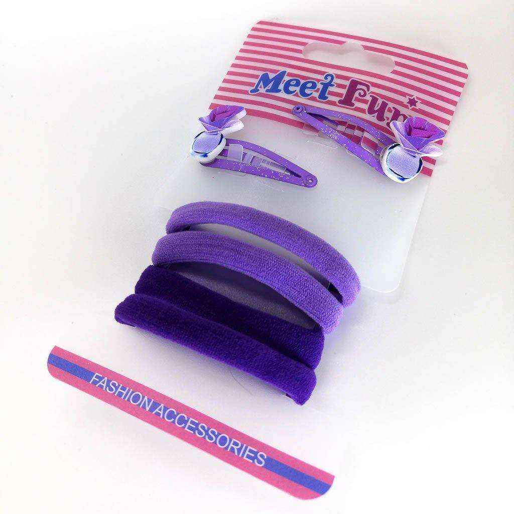 Hair Band and Clip Set (Variety of Colors) - Purple