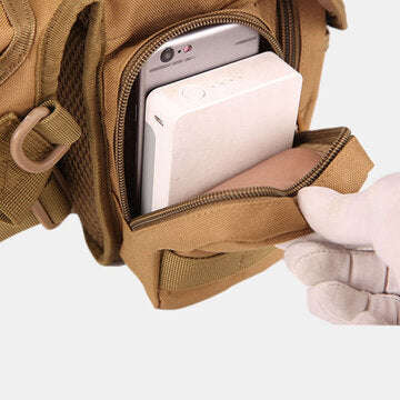 Men`s Nylon Hip Drop Belt Waist Fanny Leg Bag Waterproof Military Tactical Bag - Khaki