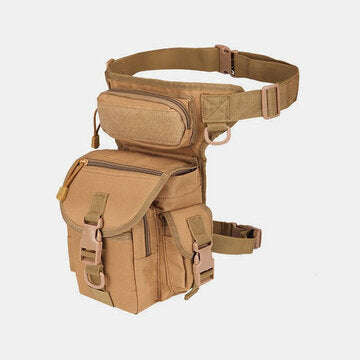Men`s Nylon Hip Drop Belt Waist Fanny Leg Bag Waterproof Military Tactical Bag - Khaki