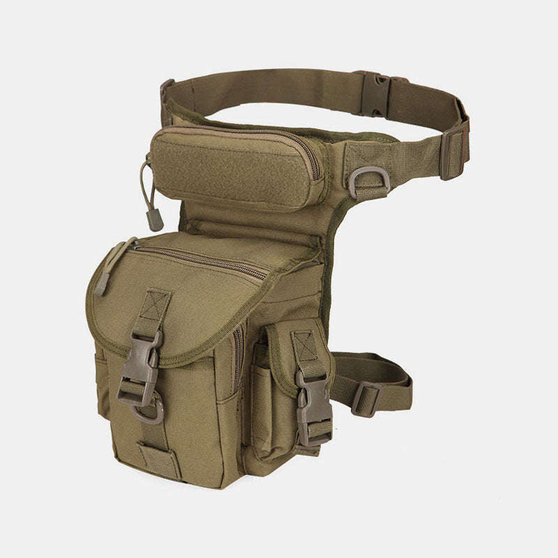 Men`s Nylon Hip Drop Belt Waist Fanny Leg Bag Waterproof Military Tactical Bag - Khaki