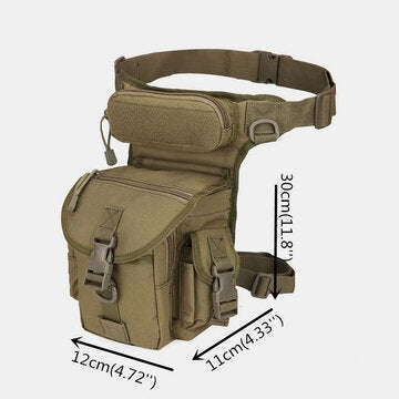 Men`s Nylon Hip Drop Belt Waist Fanny Leg Bag Waterproof Military Tactical Bag - Khaki