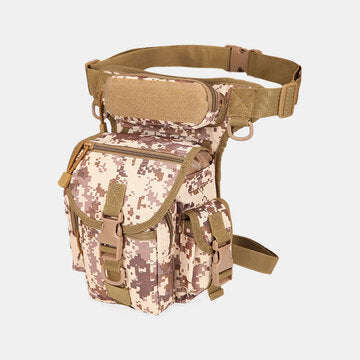 Men`s Nylon Hip Drop Belt Waist Fanny Leg Bag Waterproof Military Tactical Bag - Khaki